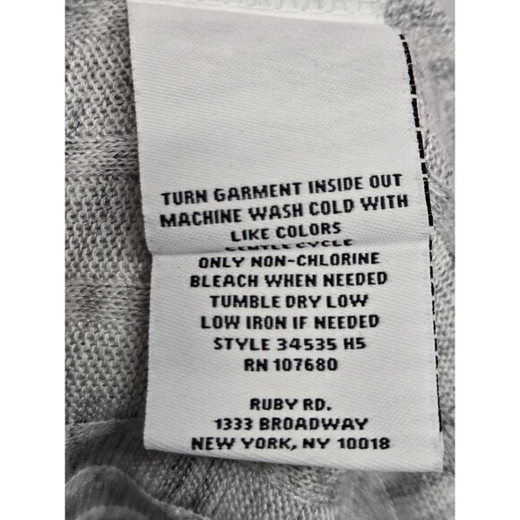 Ruby RD Long Cardigan Womens M Grey Ribbed Knit Duster Long Sleeve Open Front - Picture 6 of 6